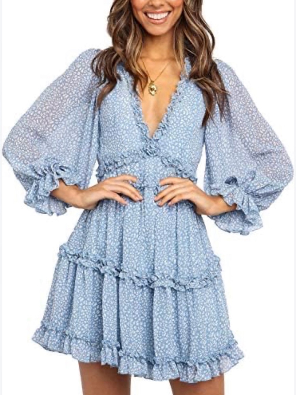Saint & Secrets Womens Lace Mini Dress XS Blue EUC